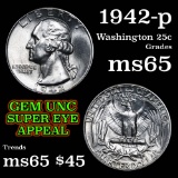 1942-p Washington Quarter 25c Grades GEM Unc