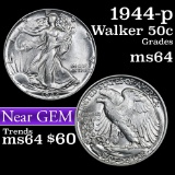 1944-p Walking Liberty Half Dollar 50c Grades Choice Unc