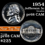 1954 Jefferson Nickel 5c Grades GEM++ Proof Cameo (fc)