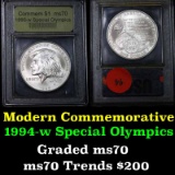 1995-w Spec Olympics Modern Commem Dollar $1 Grades ms70, Perfection