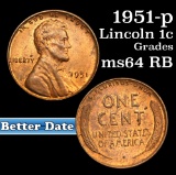 1951-p Lincoln Cent 1c Grades Choice Unc RB