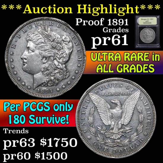 ***Auction Highlight*** Proof 1891 Morgan Dollar $1 Graded Proof by USCG (fc)