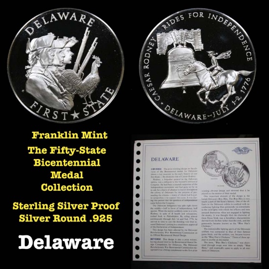 The Fifty State Bicentennial Medal Collection - Delaware Sterling Silver .925 Round 1 oz. Proof