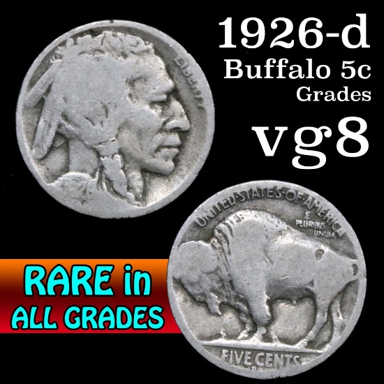 1926-d Buffalo Nickel 5c Grades vg, very good