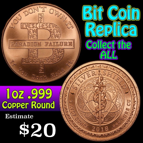 Bit Coin 1 oz .999 Copper Round