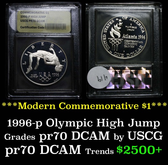 1996-P Olympics High Jump Modern Commem Dollar $1 Graded GEM++ Proof Deep Cameo by USCG