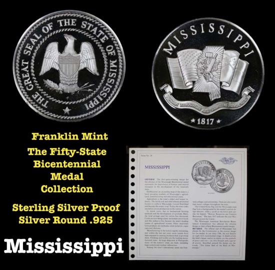 The Fifty State Bicentennial Medal Collection - Mississippi Sterling Silver .925 Round