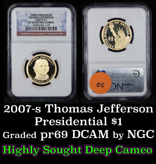 PCGS 2007-s Thomas Jefferson Presidential Dollar $1 Graded pr69 DCAM by PCGS