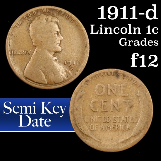 1911-d Lincoln Cent 1c Grades f, fine