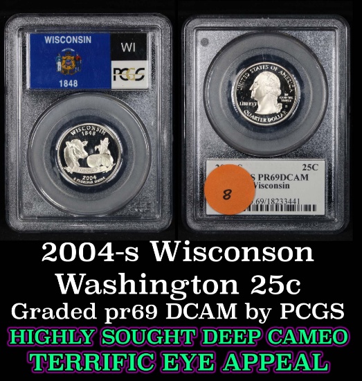 PCGS 2004-s Wisconson Washington Quarter 25c Graded pr69 DCAM by PCGS