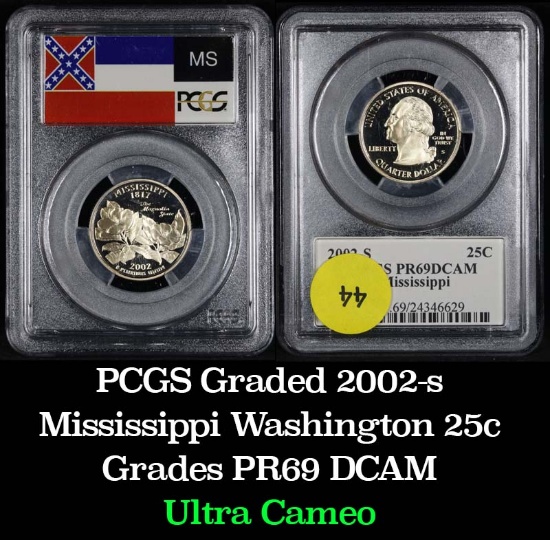 PCGS 2002-s Mississippi Washington Quarter 25c Graded pr69 DCAM by PCGS