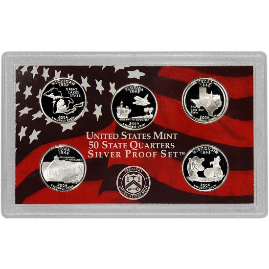 2004 United States Quarters Silver Proof Set - 5 pc set