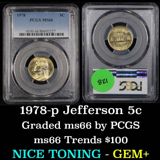 PCGS 1978-p Jefferson Nickel 5c Graded ms66 by PCGS