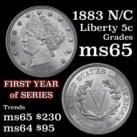 1883 n/c Liberty Nickel 5c Grades GEM Unc (fc)