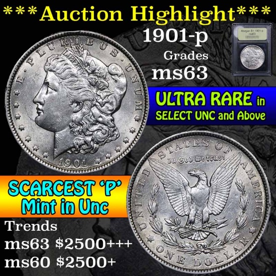 ***Auction Highlight*** 1901-p Morgan Dollar $1 Graded Select Unc by USCG (fc)