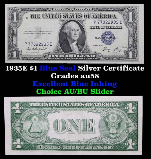 1935E $1 Blue Seal Silver Certificate Grades Choice AU/BU Slider