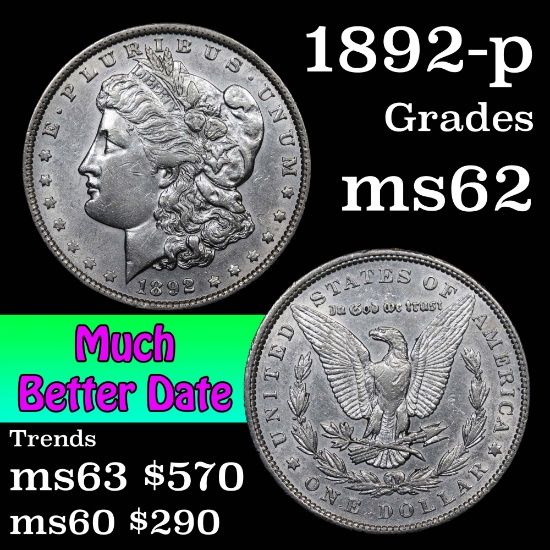 1892-p Morgan Dollar $1 Grades Select Unc (fc)