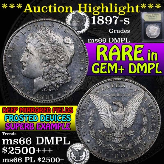 ***Auction Highlight*** 1897-s Morgan Dollar $1 Graded GEM+ UNC DMPL by USCG (fc)