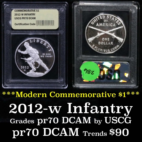 2012-W Infantry Modern Commem Dollar $1 Graded GEM++ Proof Deep Cameo by USCG