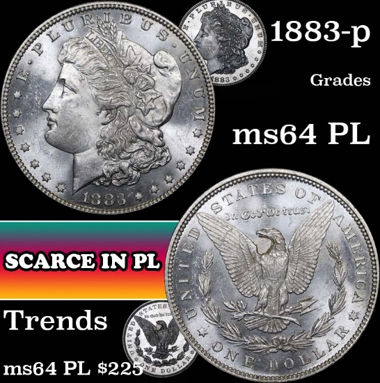 1883-p Morgan Dollar $1 Grades Choice Unc PL (fc)