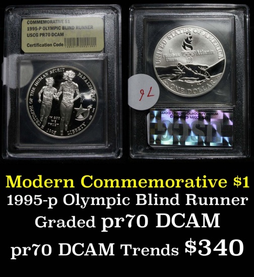 1995-P Olympics Blind Runner Modern Commem Dollar $1 Graded GEM++ Proof Deep Cameo by USCG