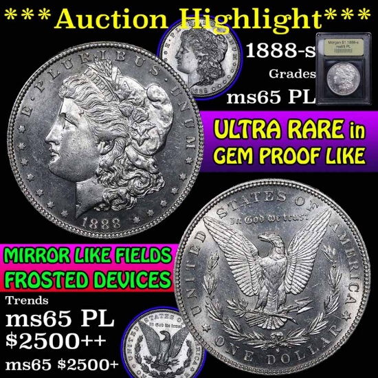 ***Auction Highlight*** 1888-s Morgan Dollar $1 Graded GEM Unc PL by USCG (fc)