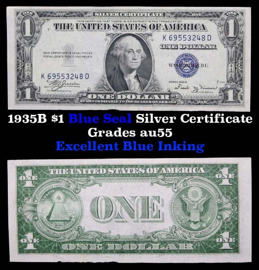 1935B $1 Blue Seal Silver Certificate Grades Choice AU