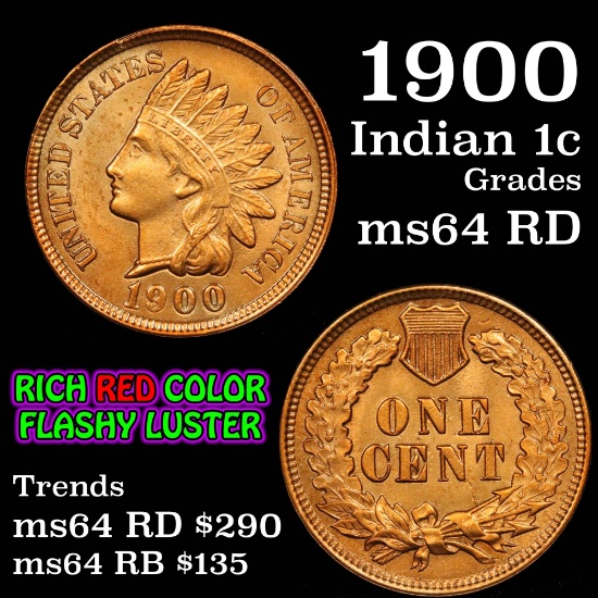 1900 Indian Cent 1c Grades Choice Unc RD (fc)