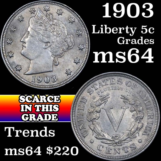 1903 Liberty Nickel 5c Grades Choice Unc (fc)