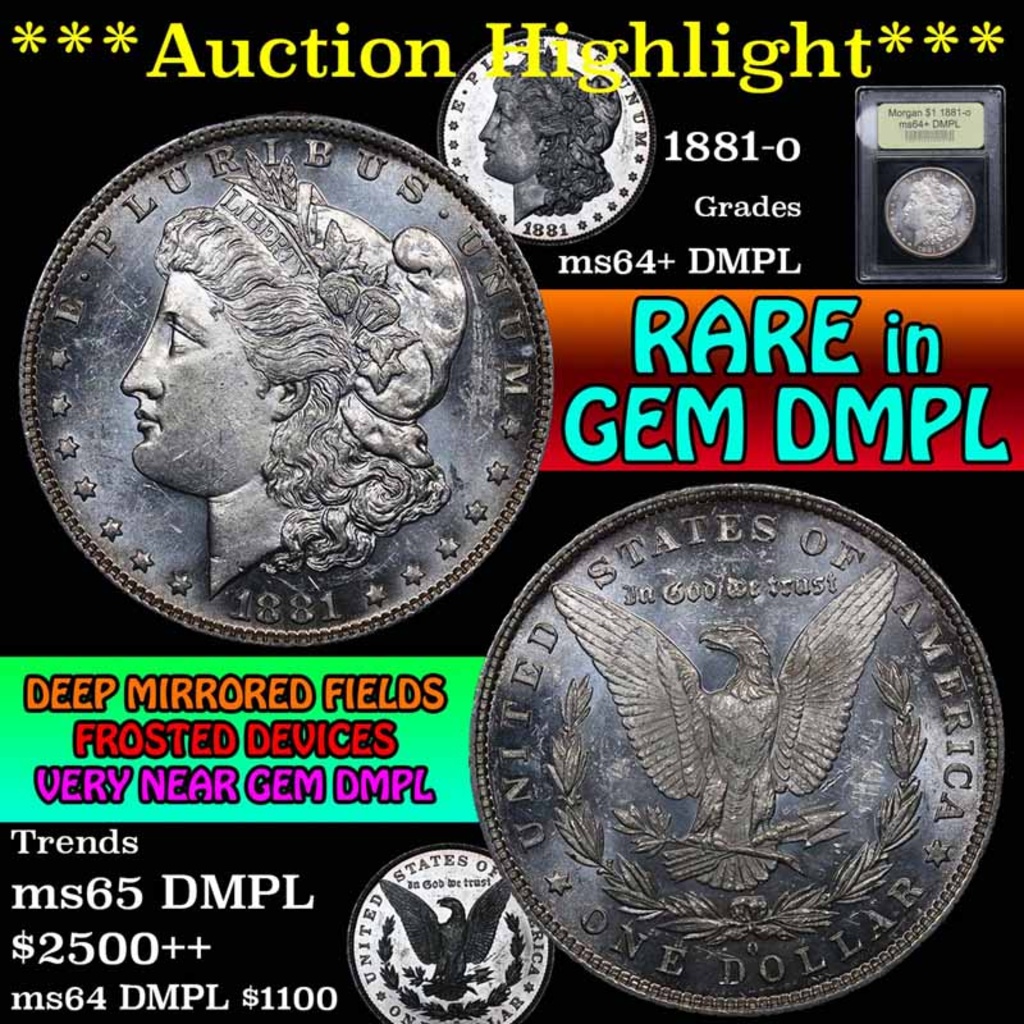 ***Auction Highlight*** 1881-o Morgan Dollar $1 Graded Choice Unc+ DMPL by USCG (fc)