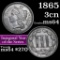 1865 Three Cent Copper Nickel 3cn Grades Choice Unc (fc)
