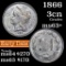 1866 Three Cent Copper Nickel 3cn Grades Select+ Unc