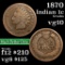 1870 Indian Cent 1c Grades vg+