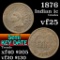 1876 Indian Cent 1c Grades vf+