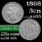1868 Three Cent Copper Nickel 3cn Grades Choice AU