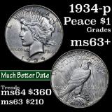 1934-p Peace Dollar $1 Grades Select+ Unc (fc)