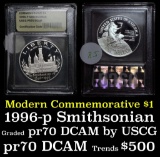 1996-P Smithsonian Institution Modern Commem Dollar 1 Graded GEM++ Proof Deep Cameo by USCG