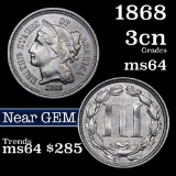 1868 Shield Nickel 5c Grades Choice Unc (fc)