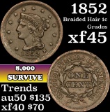 1852 Braided Hair Large Cent 1c Grades xf+