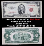 *** STAR NOTE 1953C $2 Red Seal United States Note Grades vf++