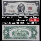 *** STAR NOTE 1953A $2 Red Seal United States Note Grades Select AU