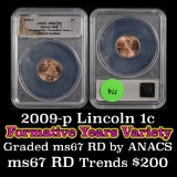 ANACS 2009-p Formative Years Lincoln Cent 1c Graded ms67 RD by ANACS