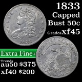 1833 Capped Bust Half Dollar 50c Grades xf+ (fc)