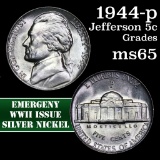 1944-p Jefferson Nickel 5c Grades GEM Unc