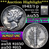 ***Auction Highlight*** 1942/1-p Mercury Dime 10c Graded Choice AU by USCG (fc)