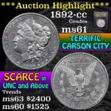 ***Auction Highlight*** 1892-cc Morgan Dollar $1 Graded BU+ By USCG (fc)