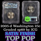 2005-d Oregon Satin Finish Washington Quarter 25c Graded sp69 by ICG