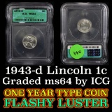 ANACS 1943-d Lincoln Cent 1c Graded ms64 by ANACS