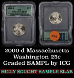 2000-d Massachusetts Washington Quarter 25c Graded SAMPLE by ICG