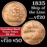1835 Ships, Colonies & Commerce PE 10-8 Canadian Hard Times Token 1/2 penny Grades vf, very fine